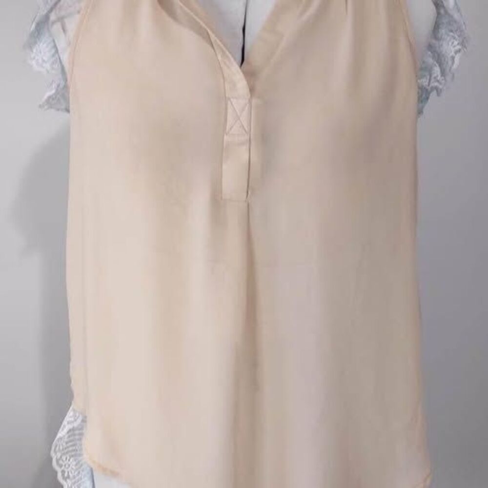 Blouse Small DNA Couture Tan Sleeveless C5352